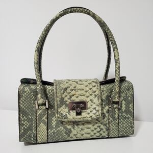 Liz Claiborne Green Snakeskin Mini Hand Shoulder Bag